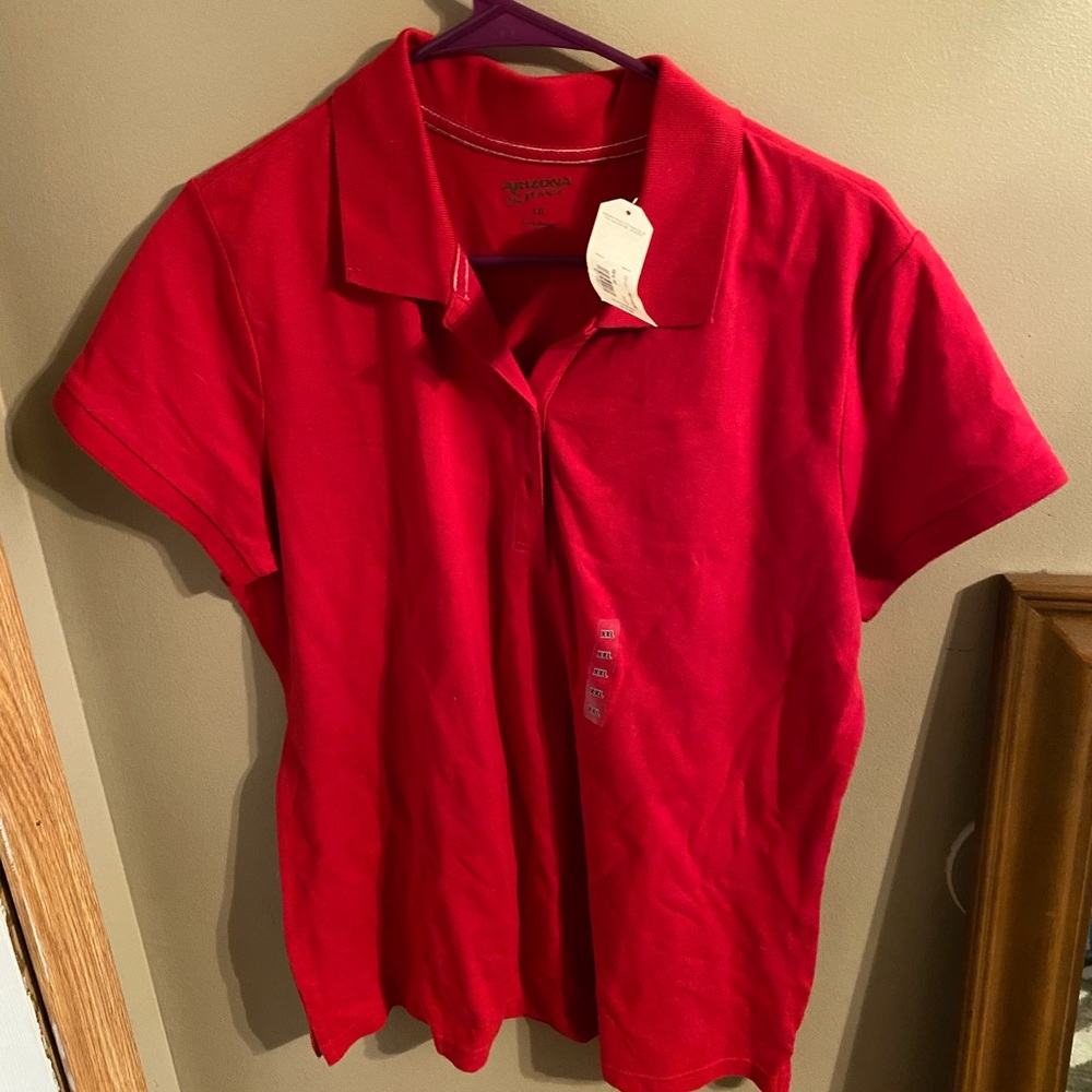 Red Arizona jean co polo shirt